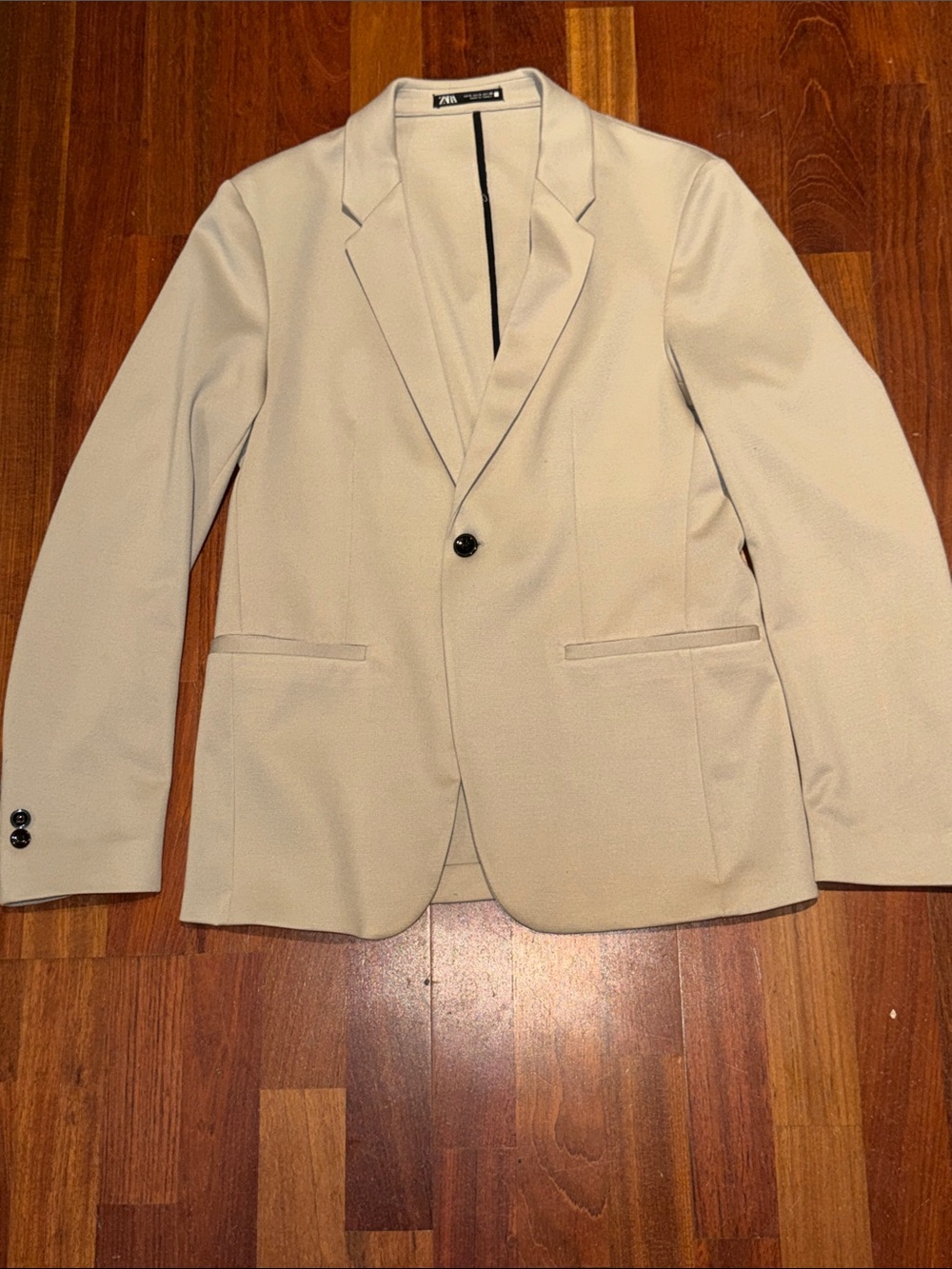 Zara Men Single-Button Light Cream/Beige Blazer